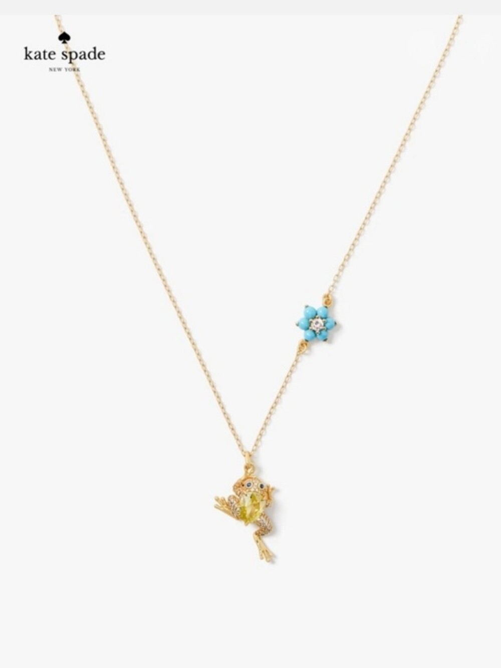 Kate Spade Nature Walk Frog Drop Necklace Nwt